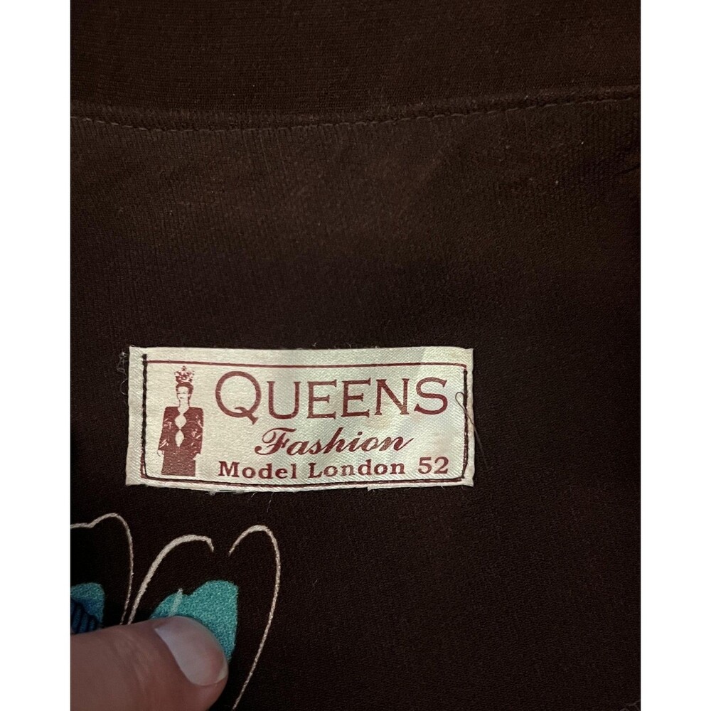 Vintage Queens Fashion Jacket Womens 2XL Brown Blue Floral Blazer 90s Retro Rare - Picture 6 of 6